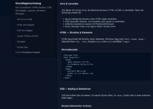 HTML und CSS Grundlagen. Schulung - Codedarstellung von HTML